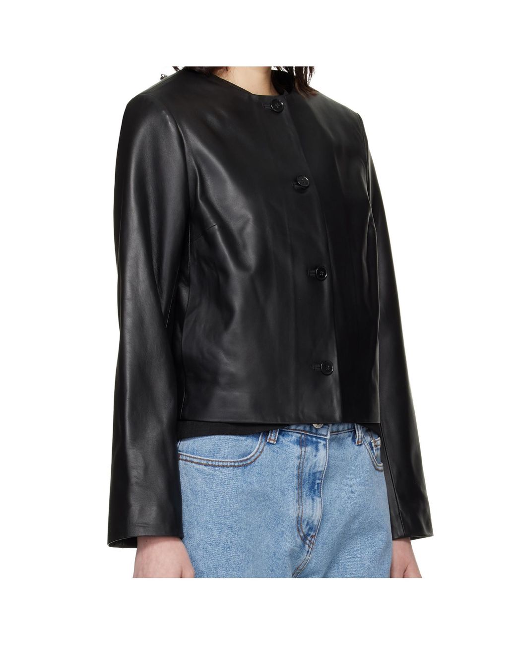 Loulou de Saison Black Raho Button Leather Jacket