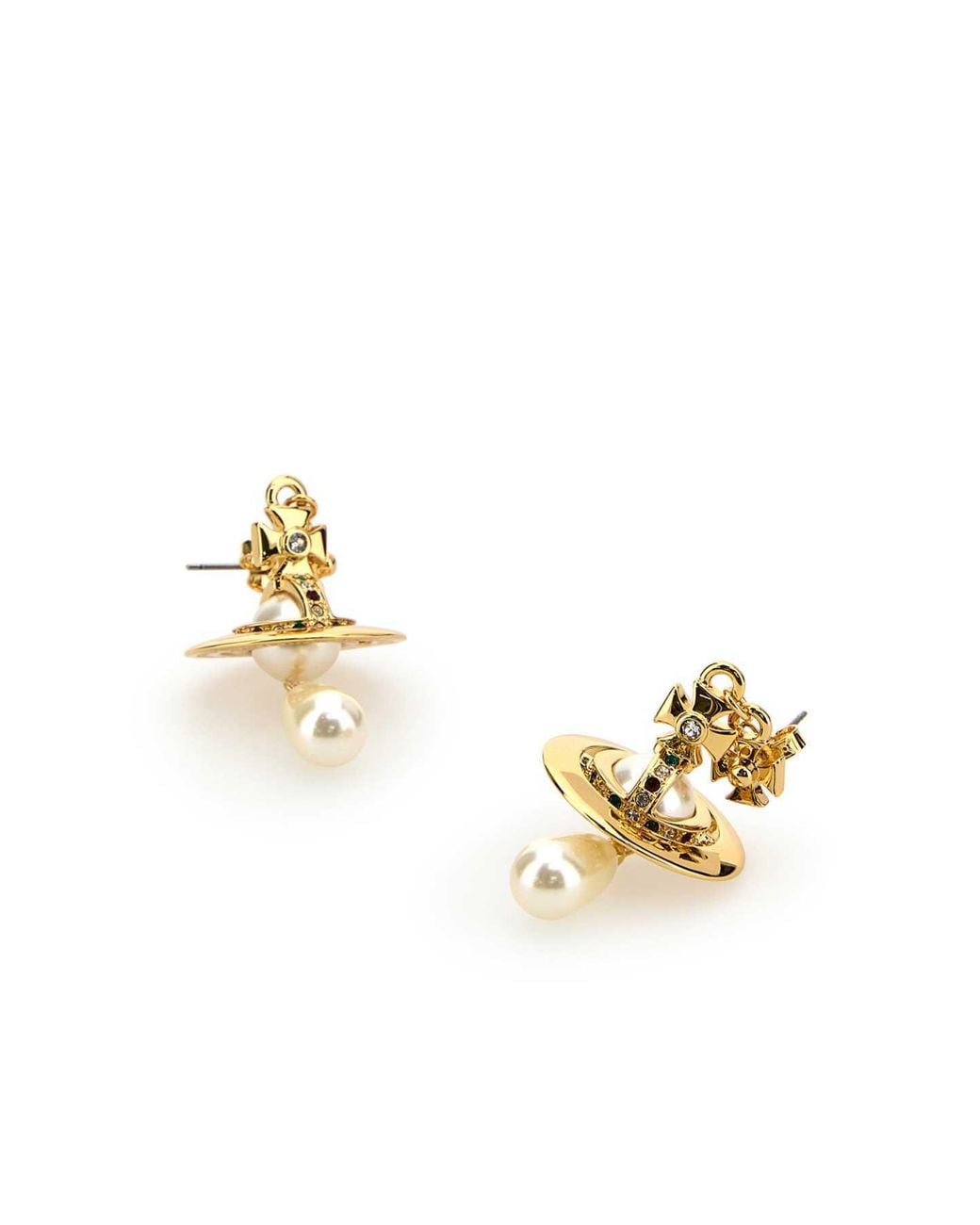 Vivienne Westwood White Orb Embellished Drop Earrings