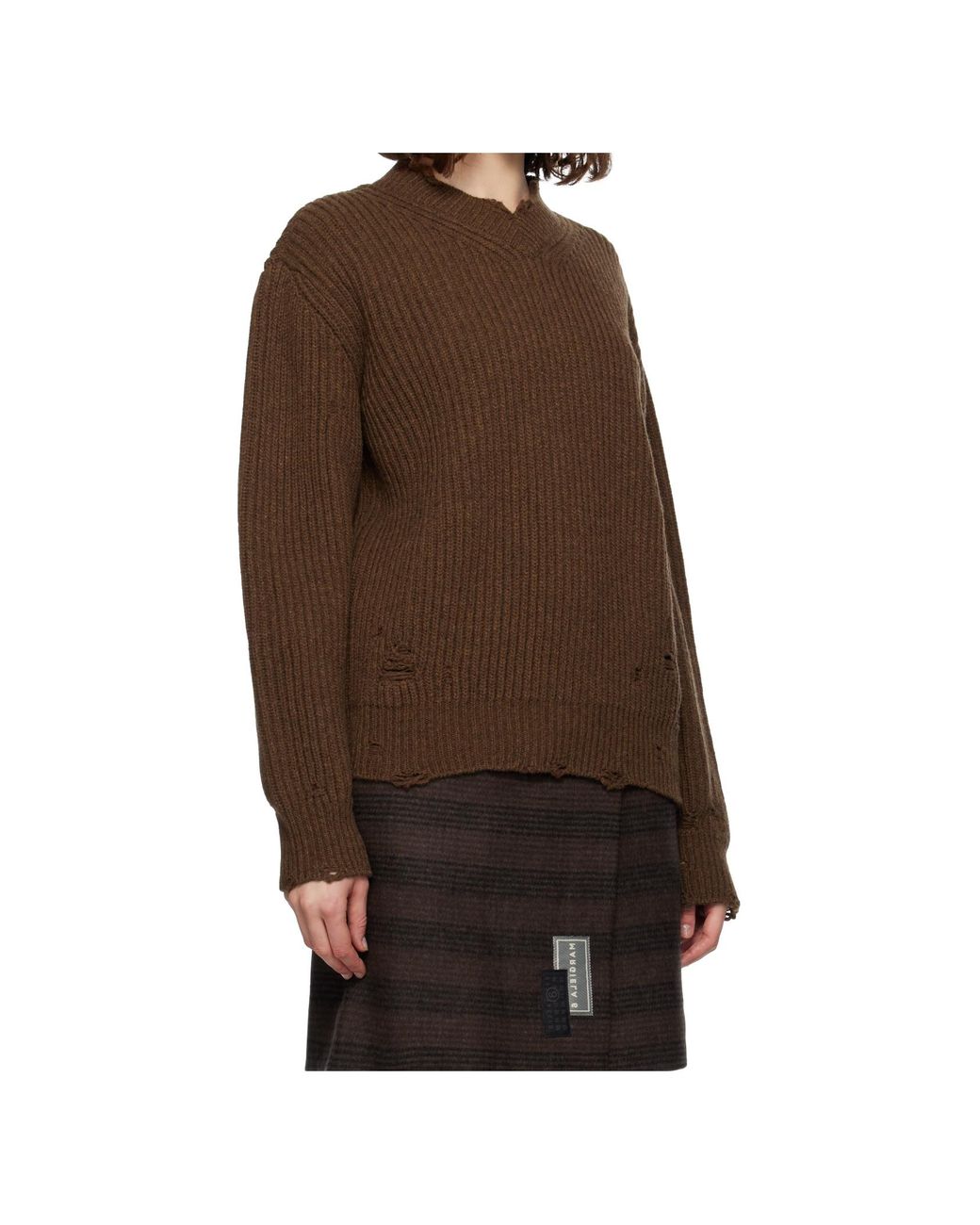 MM6 by Maison Margiela Brown Distressed Jumper