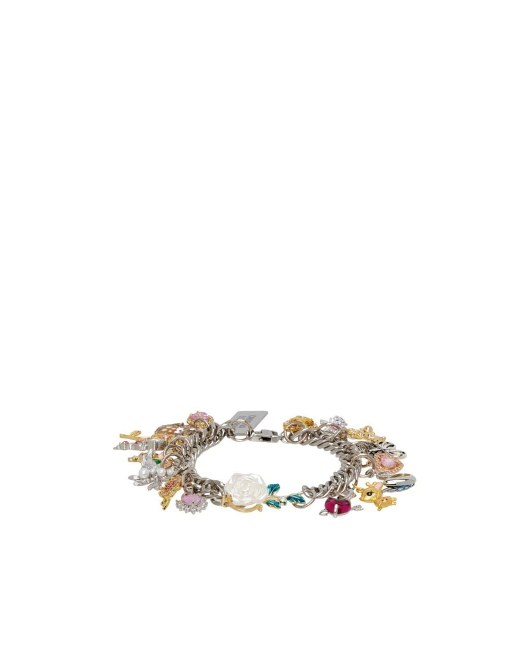 Chopova Lowena White Knuckles Charm-Embellished Curb-Chain Necklace