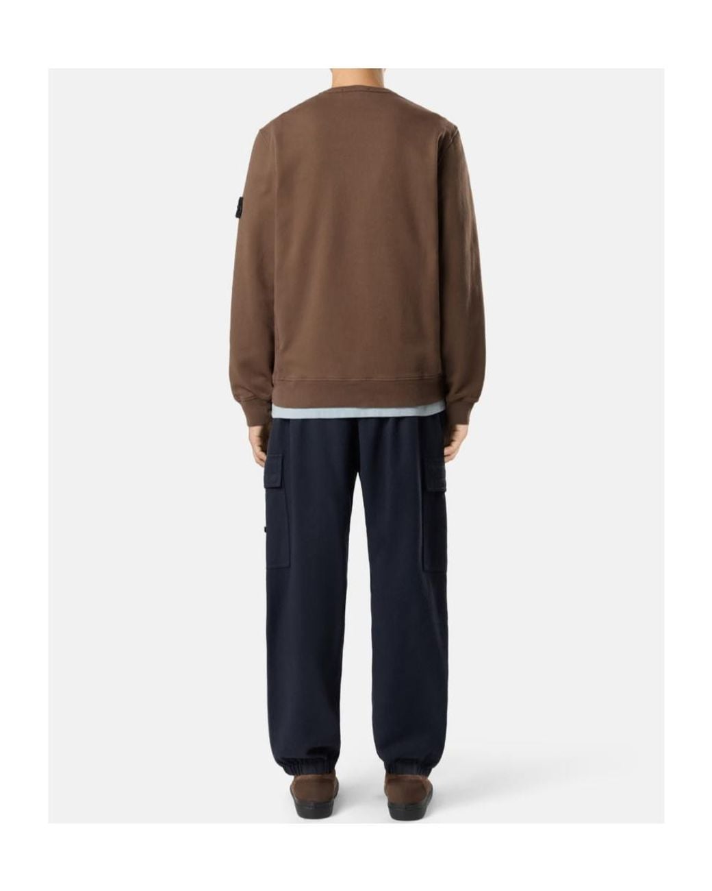 Stone Island Brown Logo Patch Crewneck Sweatshirt for men