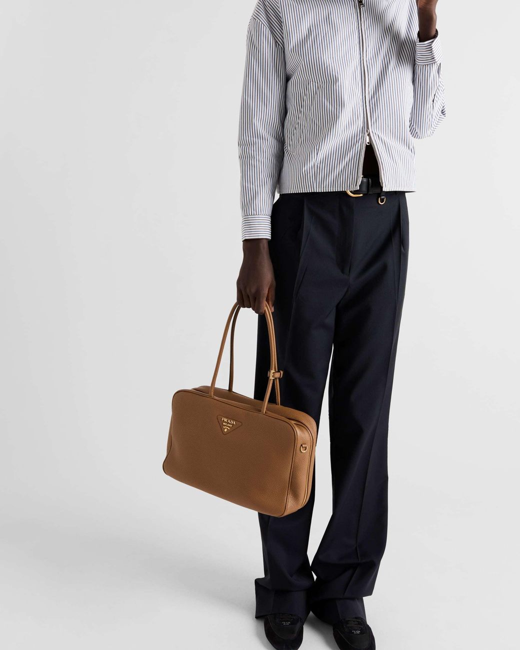 Prada Brown Zip-Up Top Handle Bag