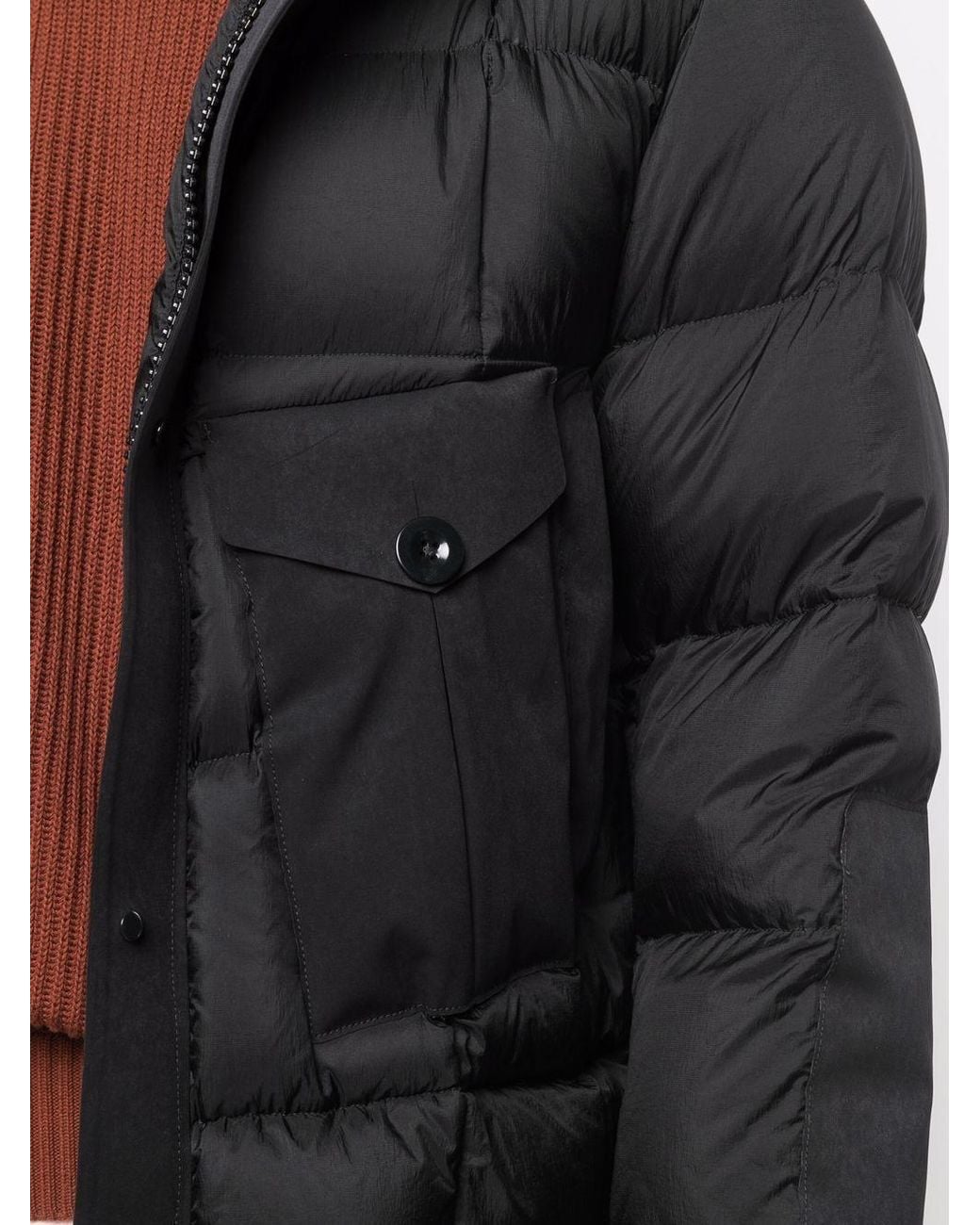 C P Company Black Hooded Padded Jacket for men