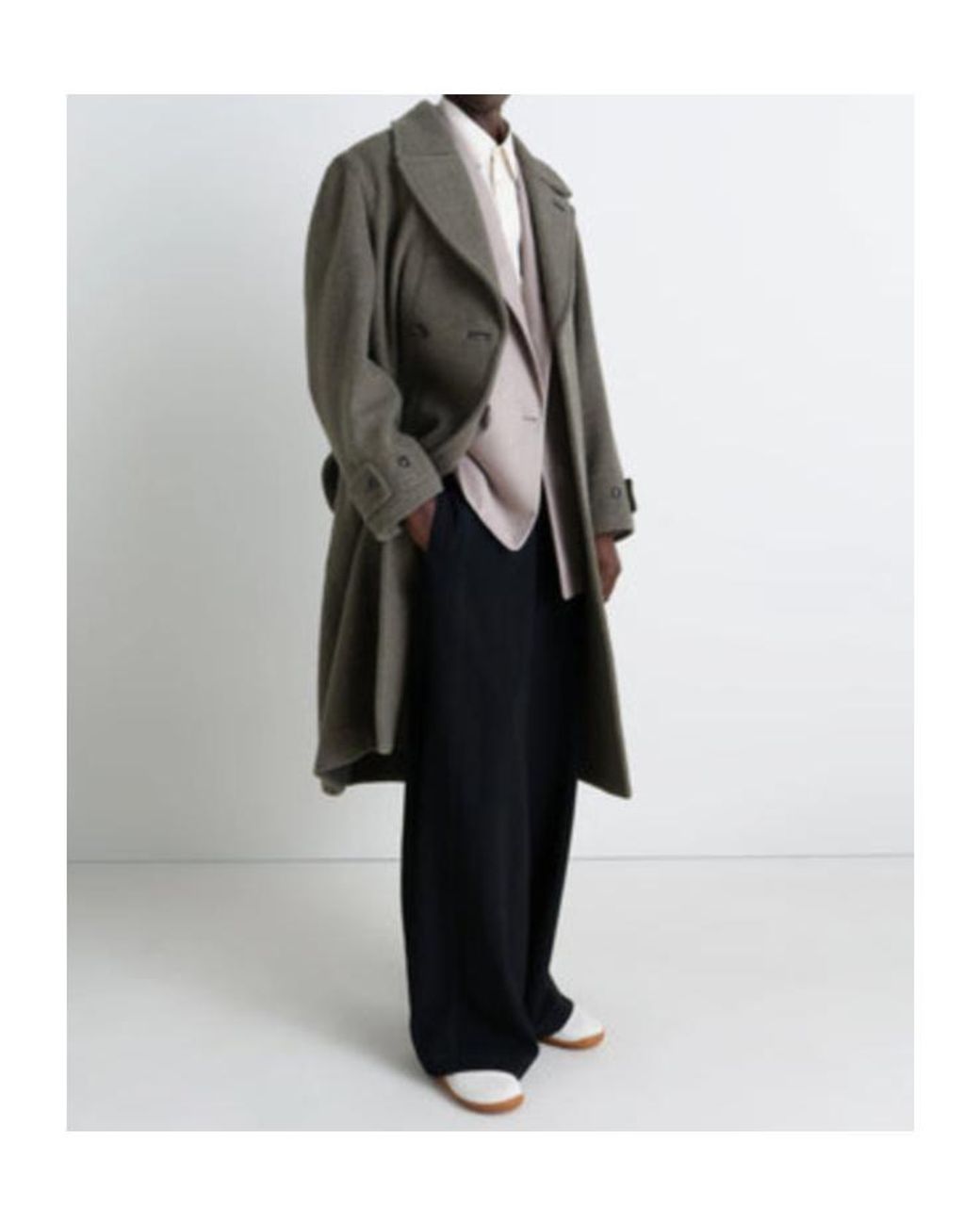 Lemaire Gray Straight Hem Belted Coat for men