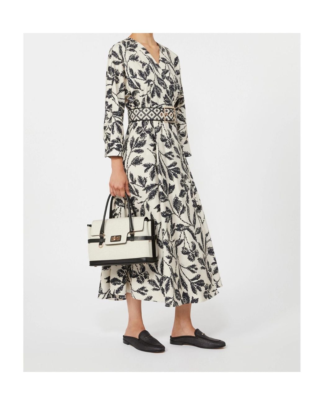 Max Mara White Camino V-Neck Dress
