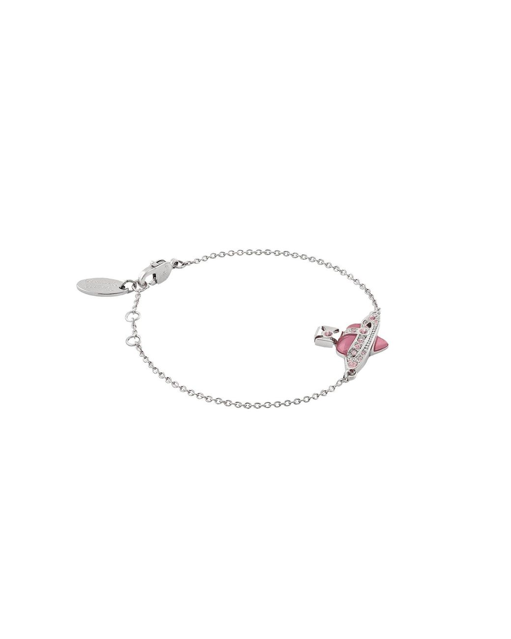 Vivienne Westwood White New Diamante Heart Orb-Plaque Bracelet