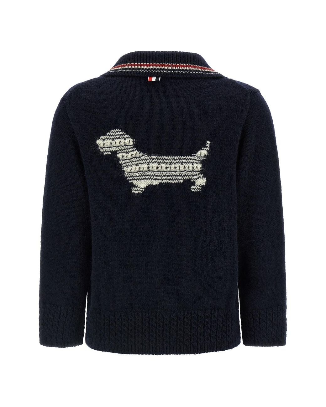 Thom Browne Blue Hector Pointelle-Knit Cardigan