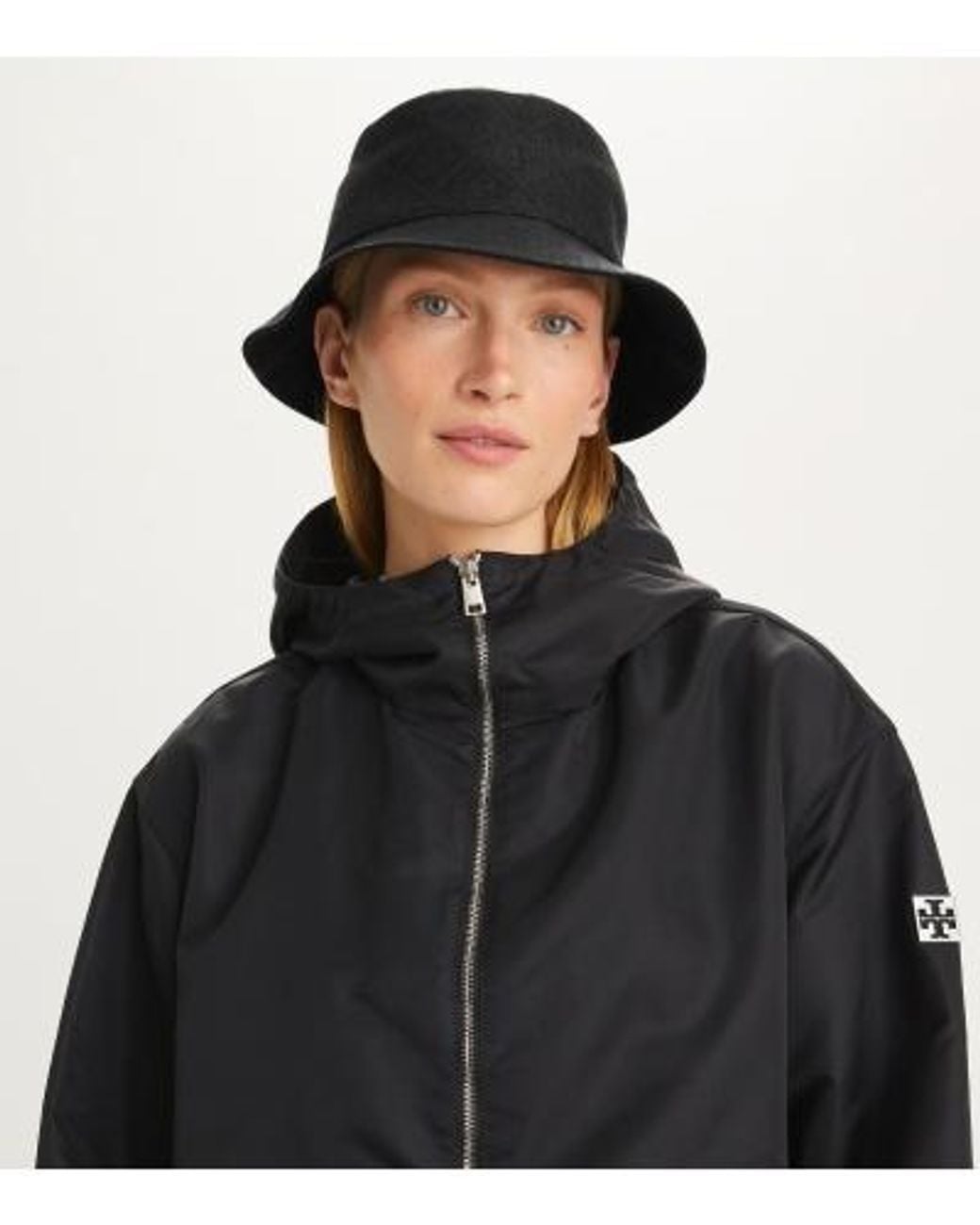 Tory Burch Black T Monogram-Pattern Reversible Bucket Hat