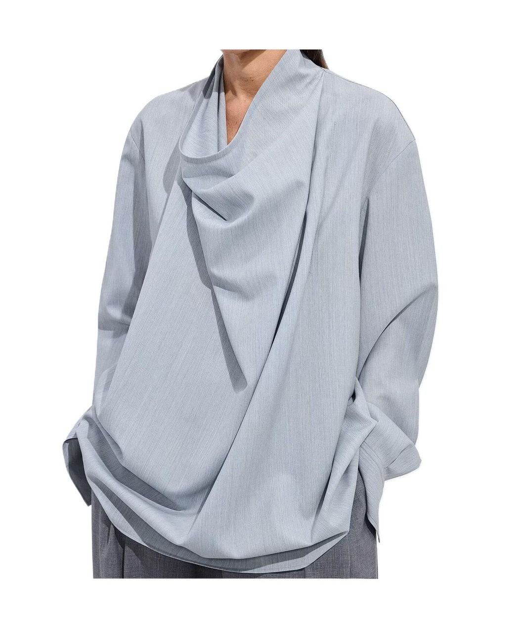 Bottega Veneta Blue Light Wool Toile Blouse