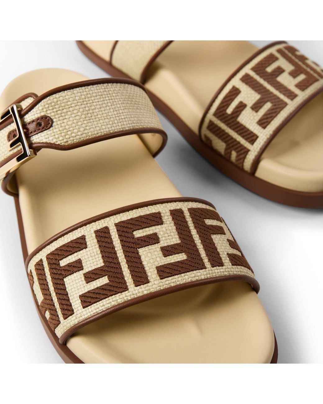 Fendi Metallic Flat Sandals