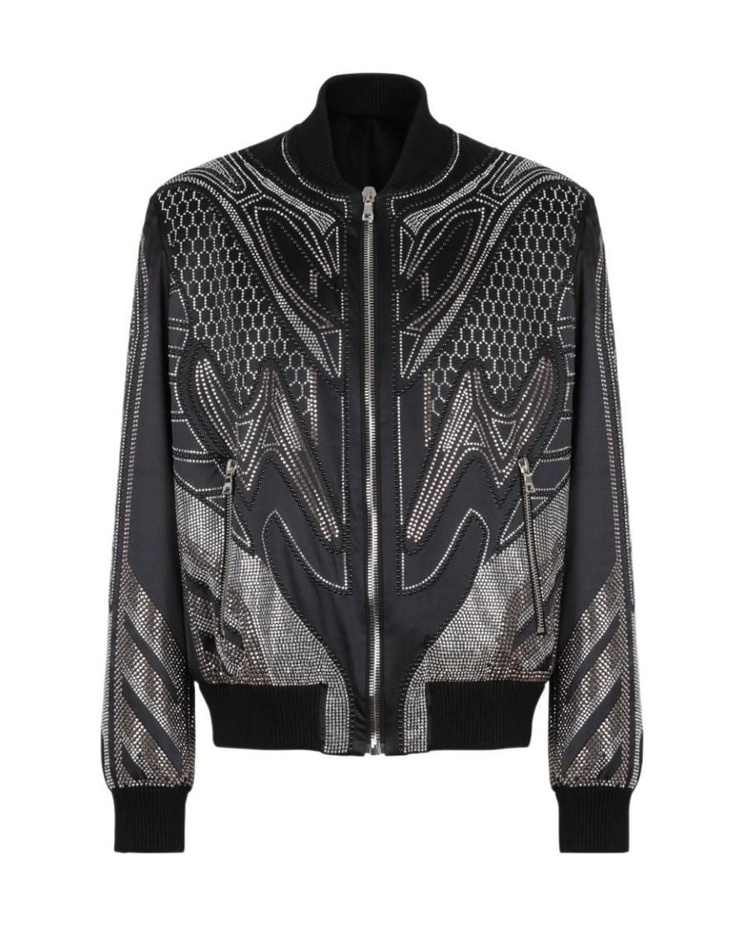 Balmain Black Studded Nylon Bomber Jacket for men