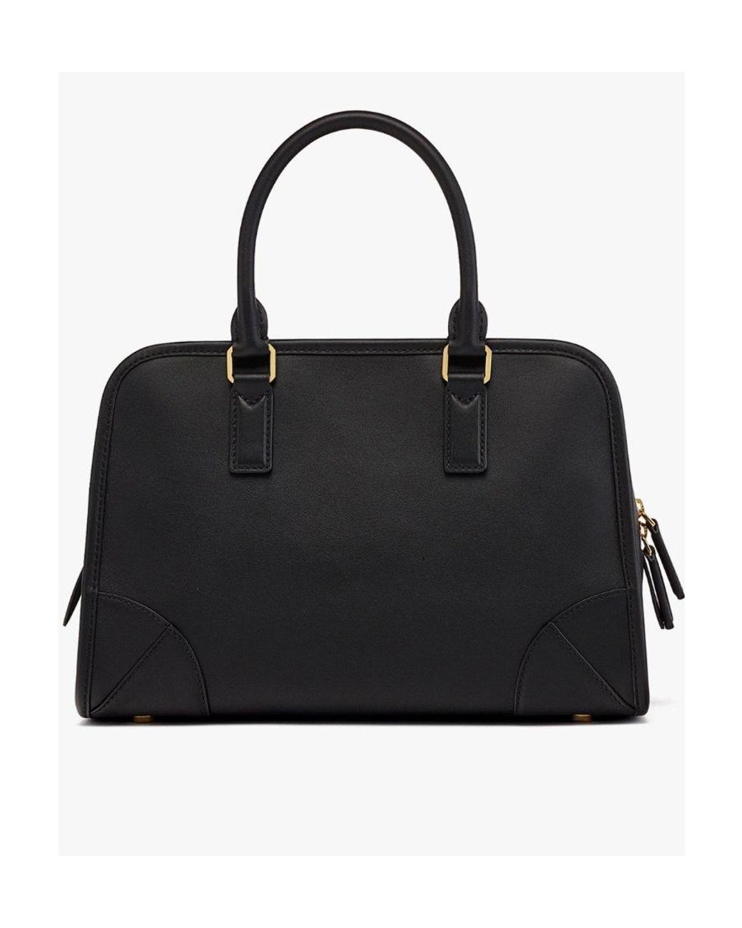 MCM Black Medium Logo Embossed Aren Boston Bag