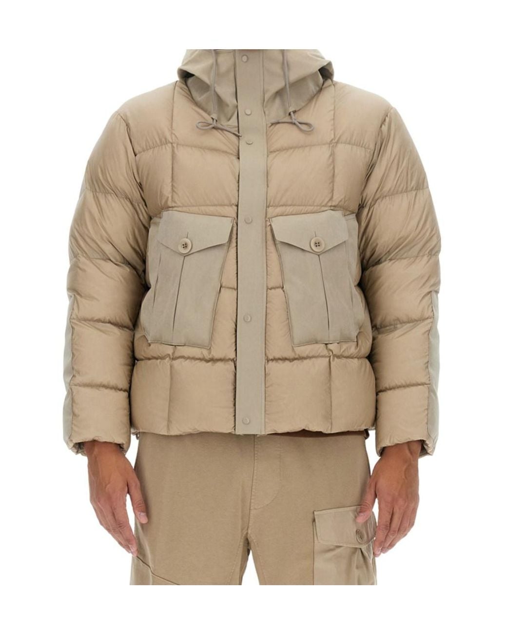 C P Company Natural Drawstring Hooded Padded Coat for men