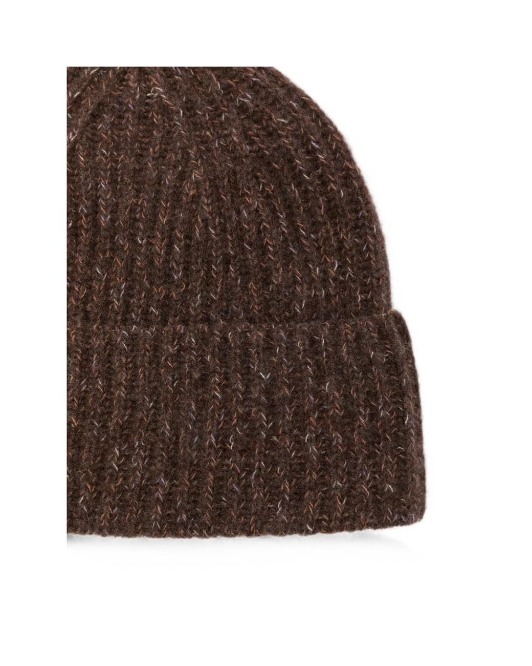 Lisa Yang Brown Ribbed-Knit Beanie Hat