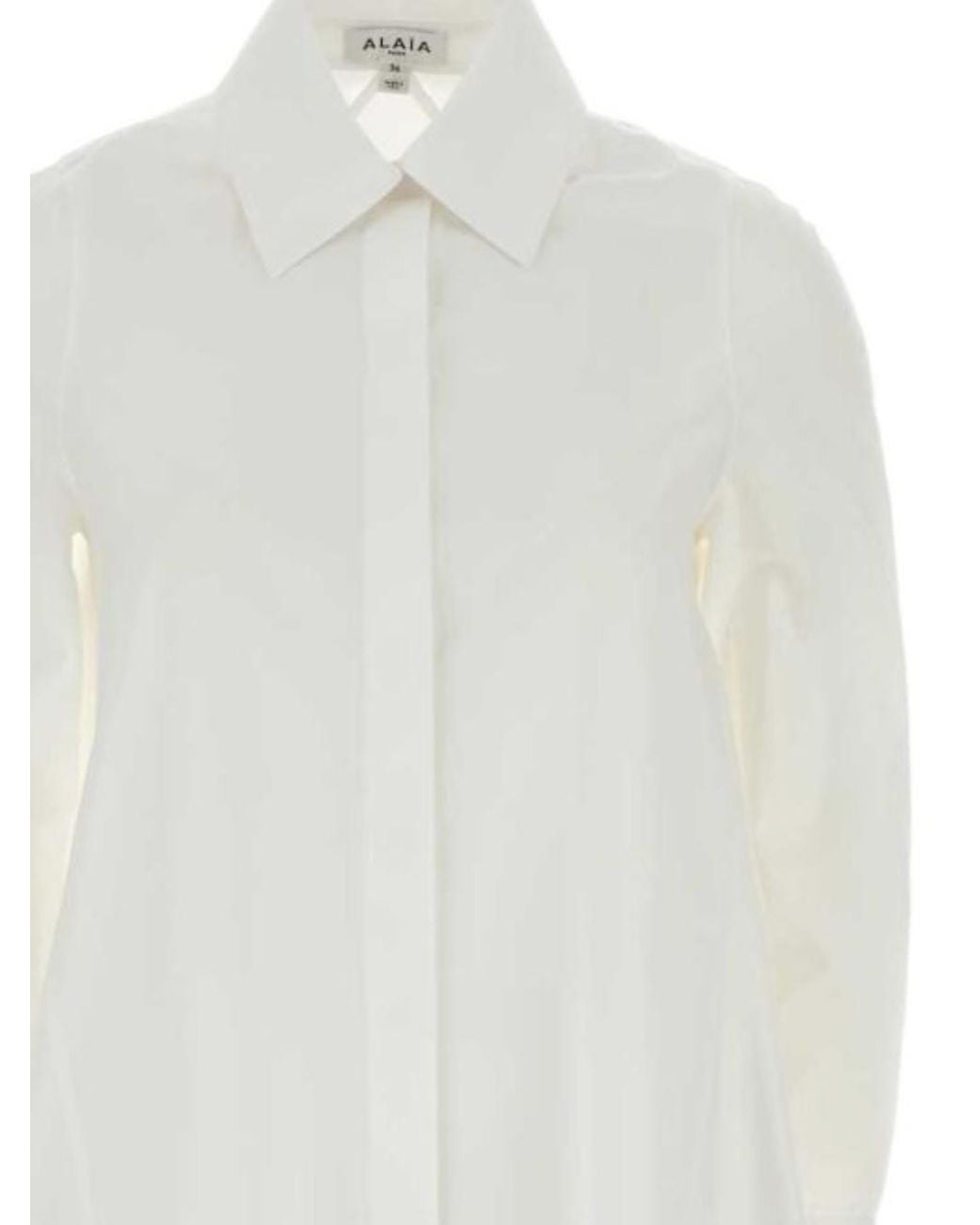 Alaïa White Alaïa A-Line Poplin Shirt Dress