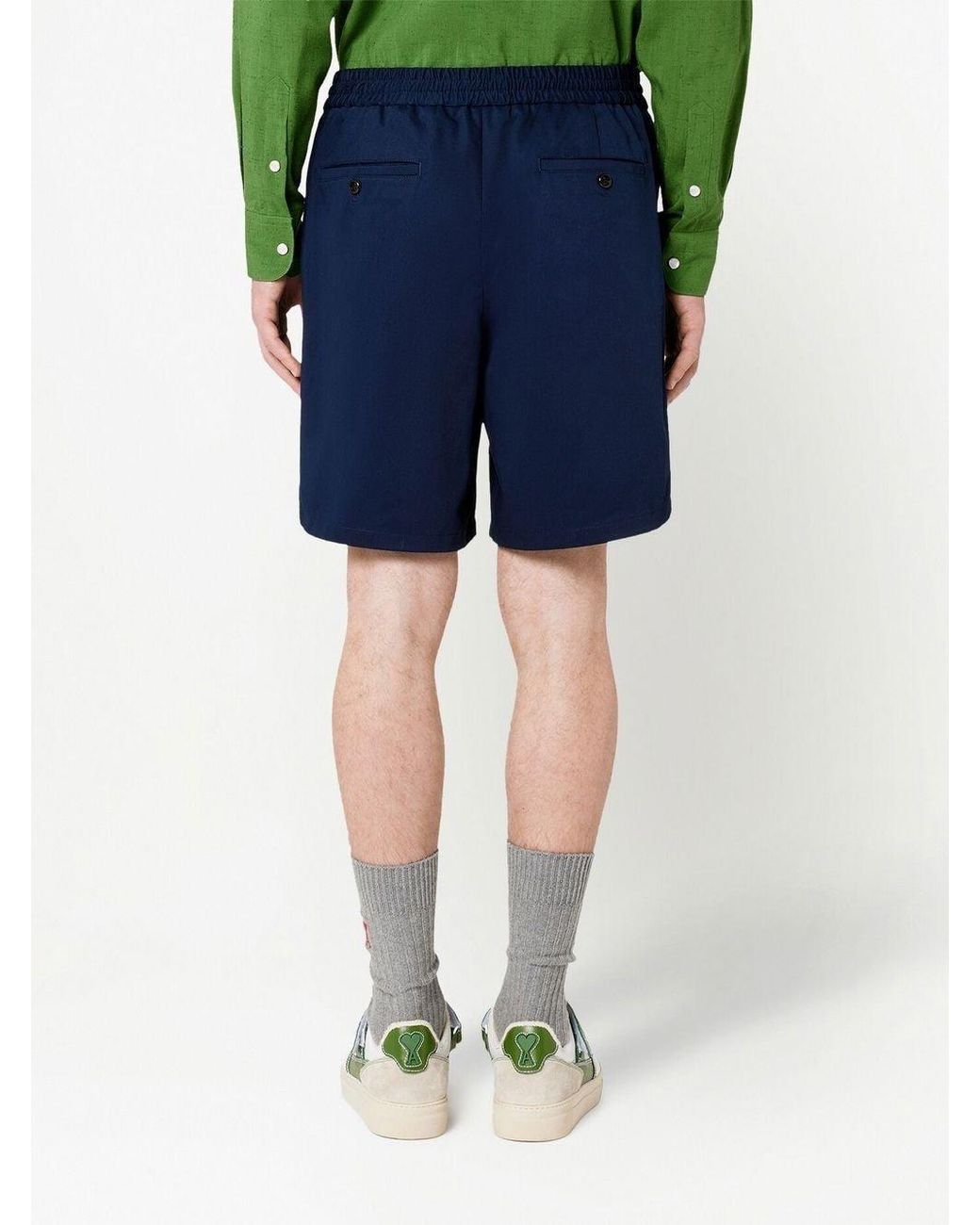 AMI Blue Ami De Coeur Elasticated Waistband Track Shorts for men