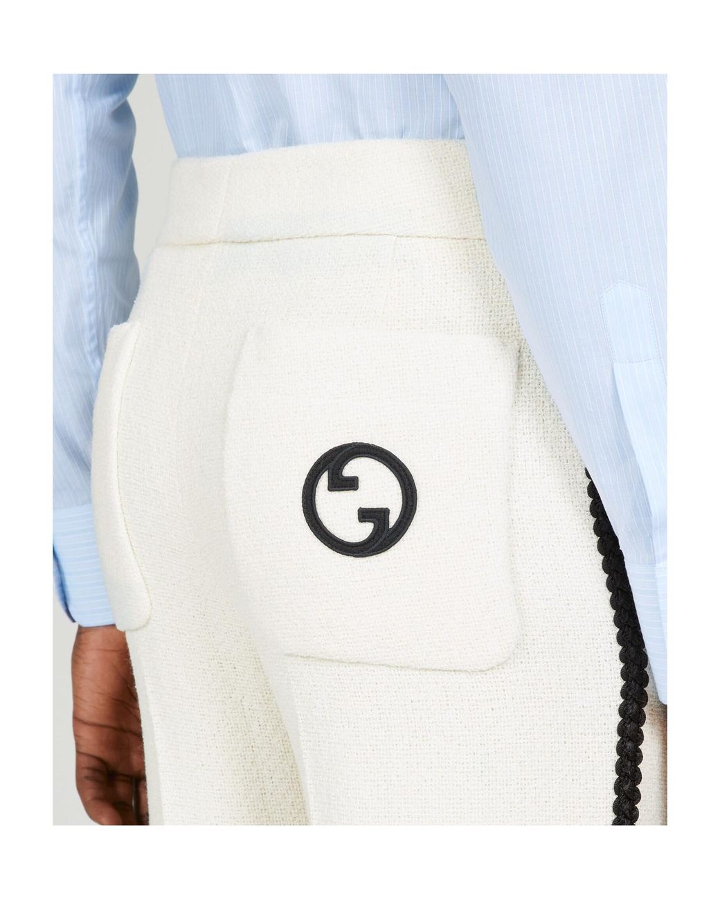 Gucci Natural Retro Logo Patch Straight Hem Trousers for men