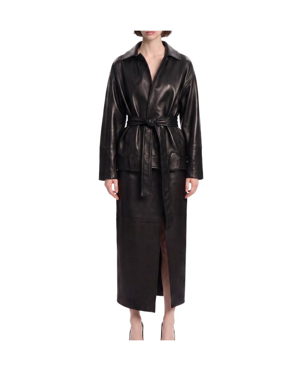 Khaite Black Collared Leather Jacket