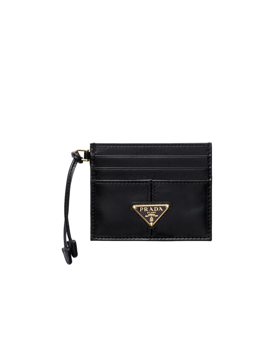 Prada Black プラダ ロゴプレート オープントップ カードホルダー