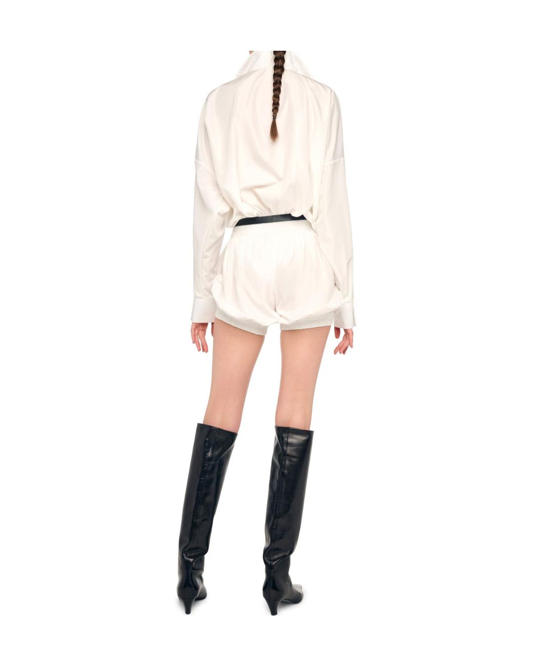 Norma Kamali White Peasant Puff Shorts