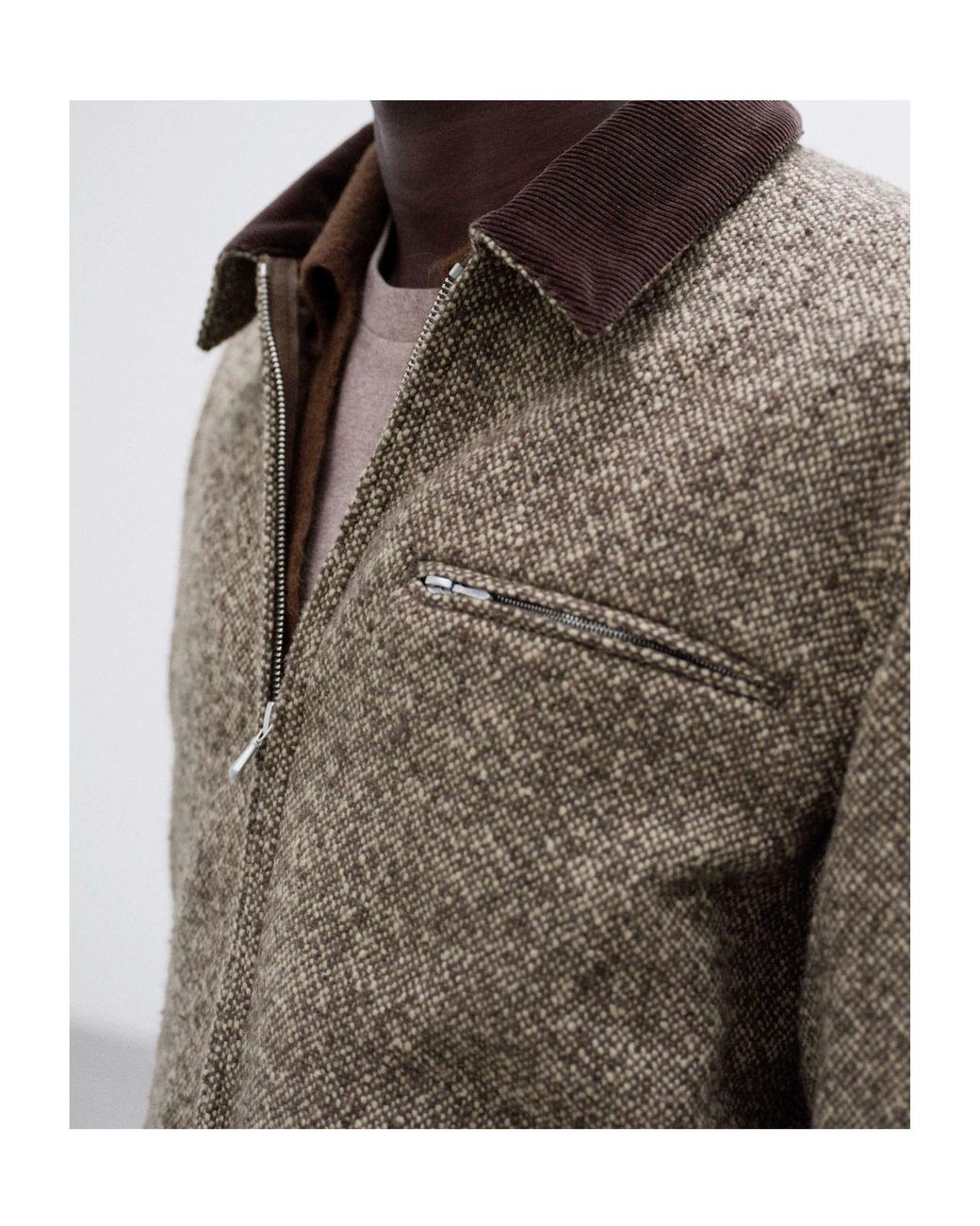 AURALEE LIGHT TWEED ZIP BLOUSON 3 ブラウン AURALEE Tweed Zip Blouson in Brown for Men | Lyst
