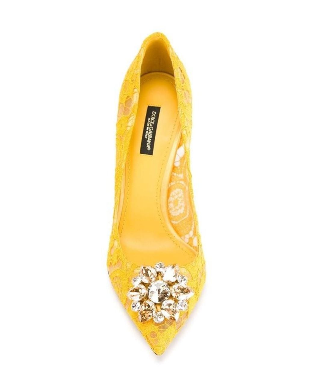 Dolce & Gabbana Yellow Taormina Lace Embellished Pumps