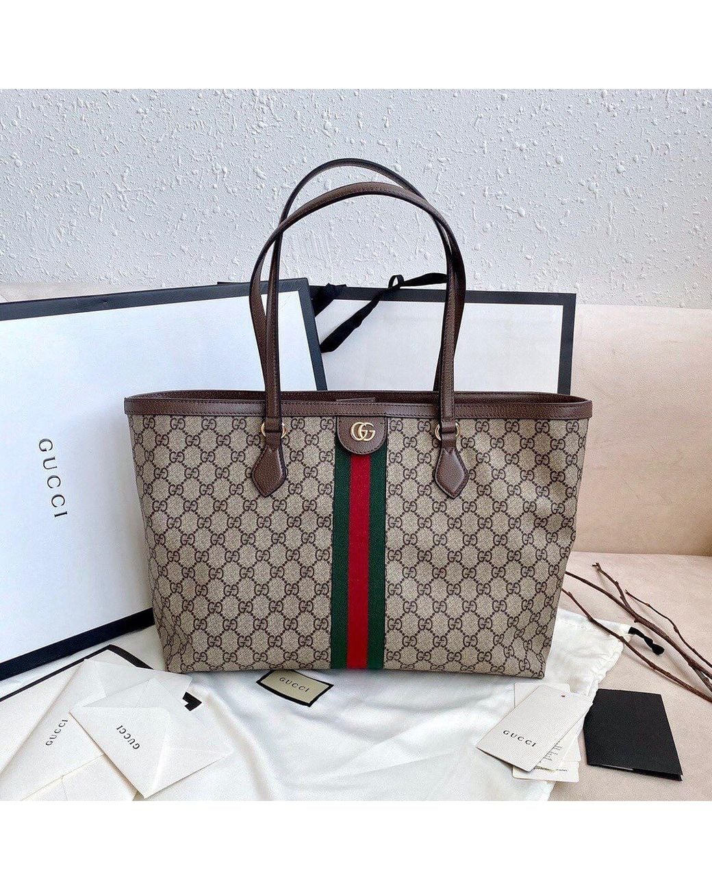 Gucci Brown Ophidia Gg Medium Tote Bag