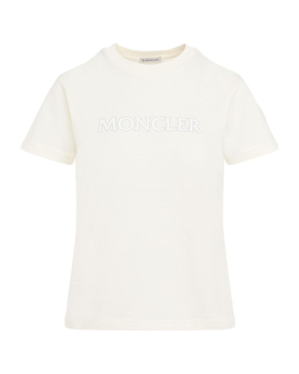Moncler White Logo Embellished Crewneck T-Shirt