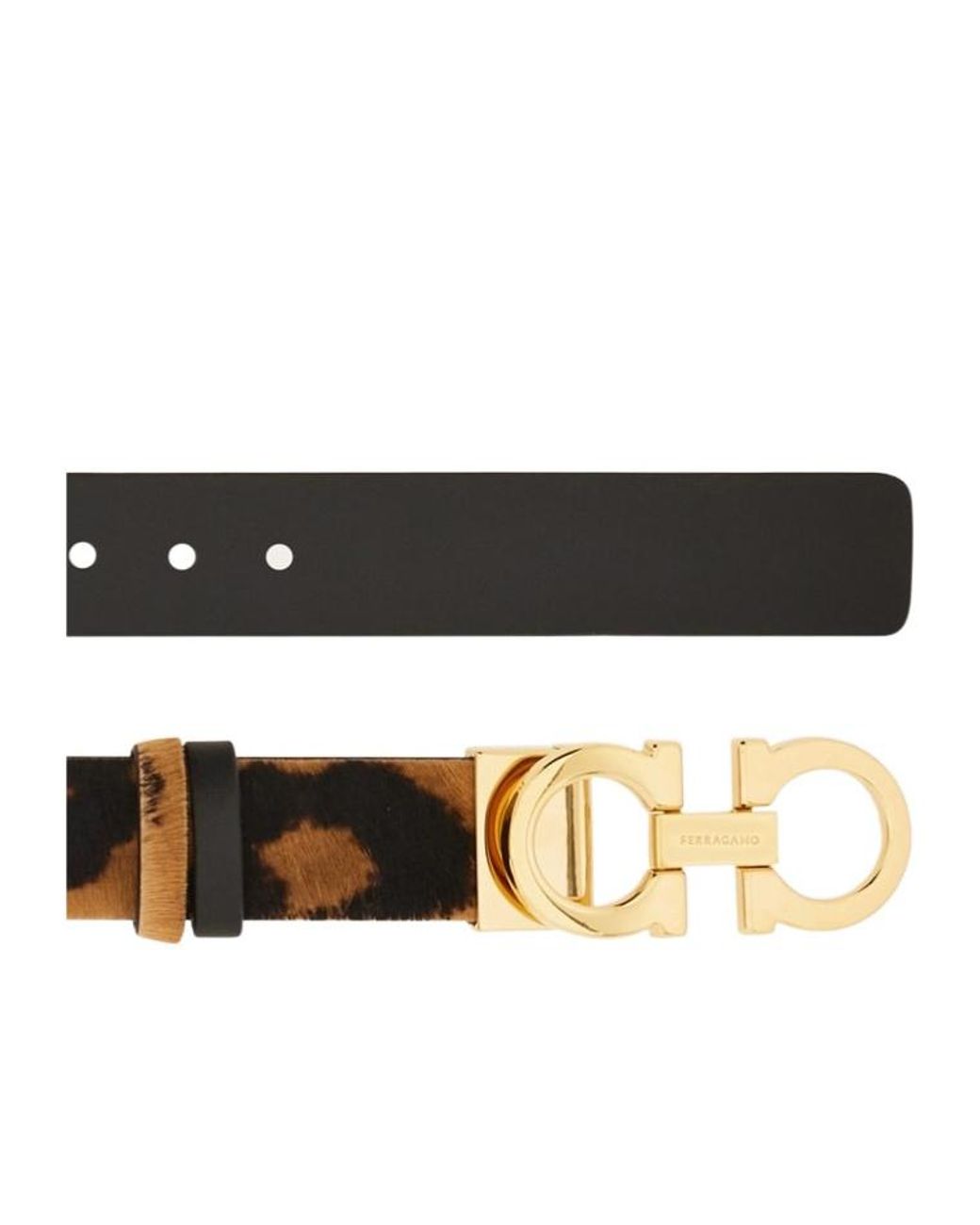 Ferragamo White Ferragamo Printed Adjustable Gancini Belt