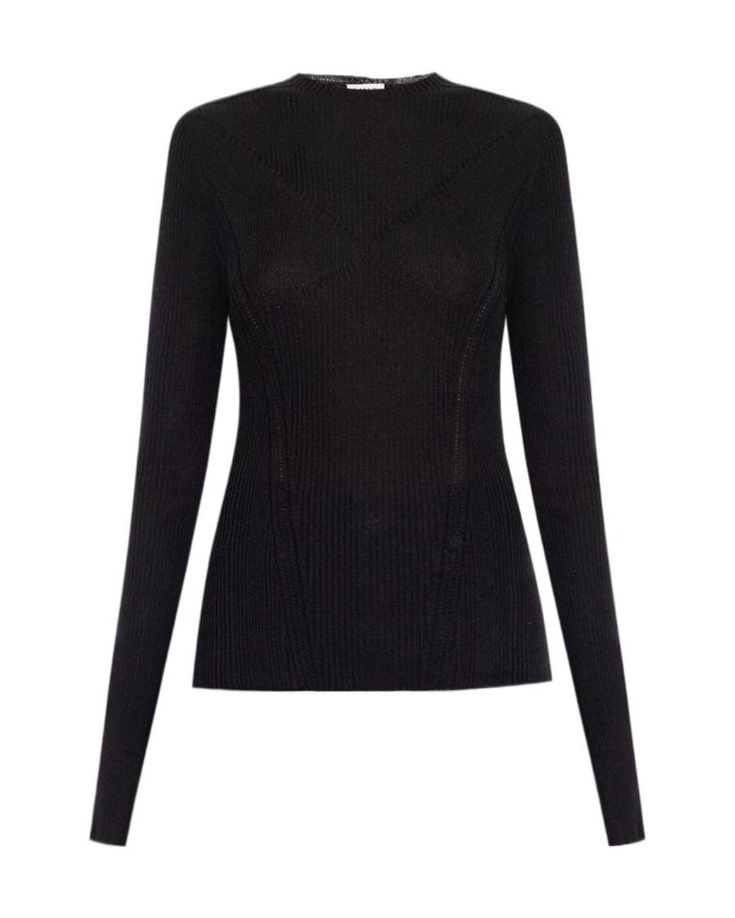 Lanvin Black Ribbed Crewneck Jumper
