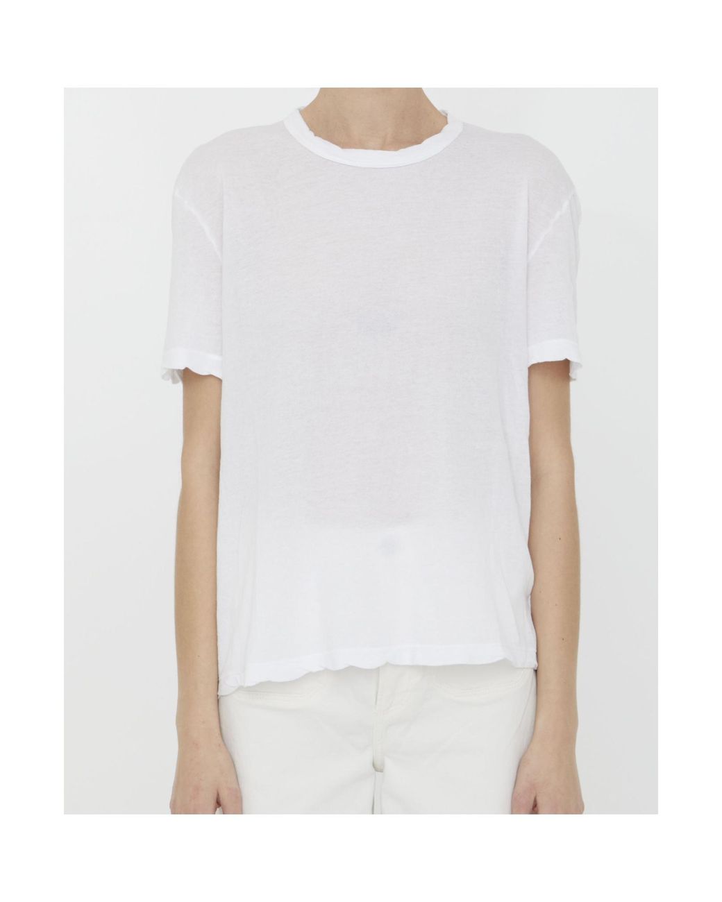 James Perse White Scallop-Edge Cotton T-Shirt