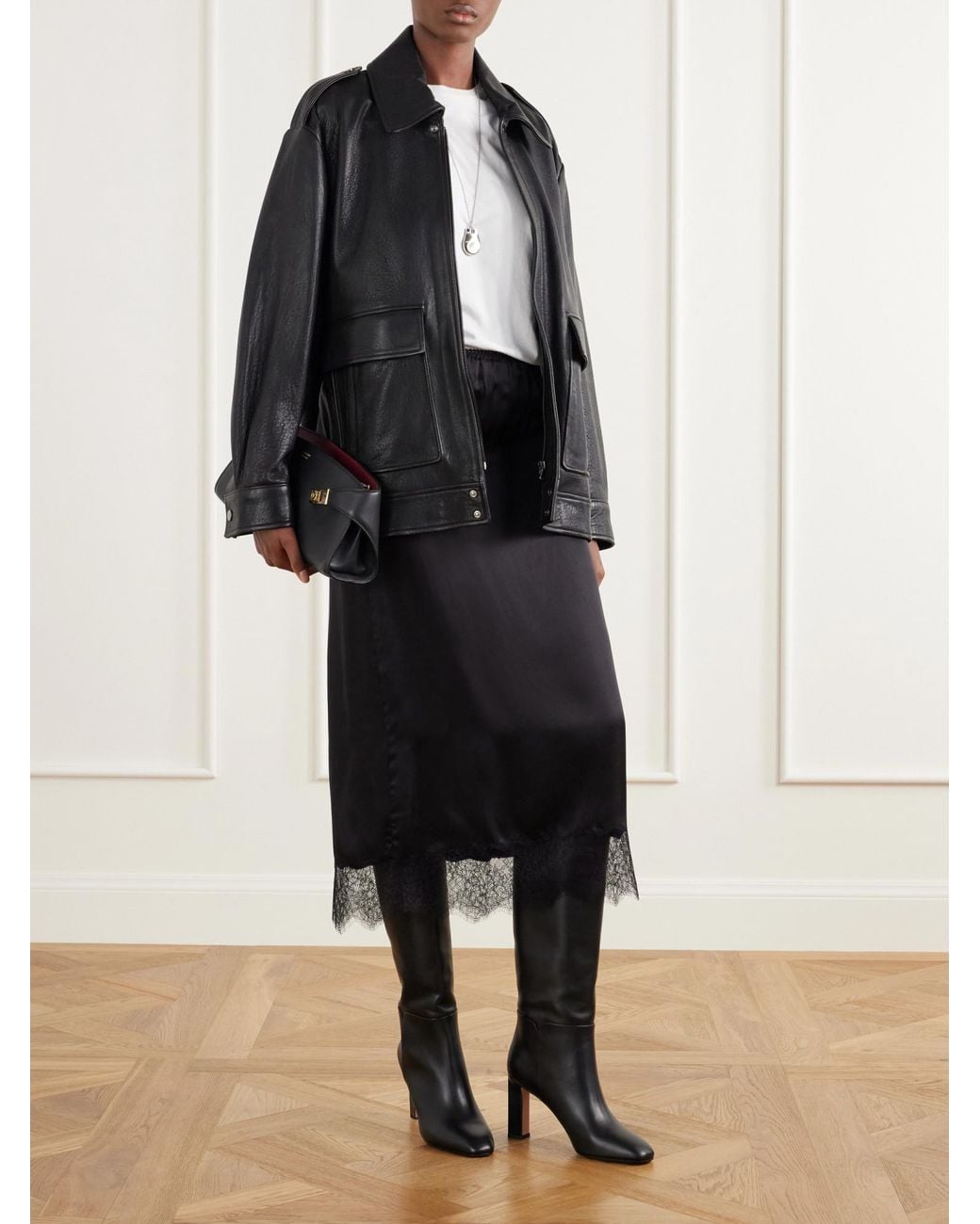 Aquazzura Black Leather Knee-High Boots