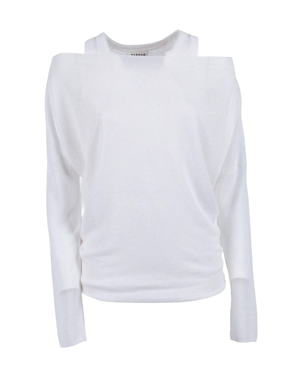 P.A.R.O.S.H. White Cut-Out Long-Sleeve Top
