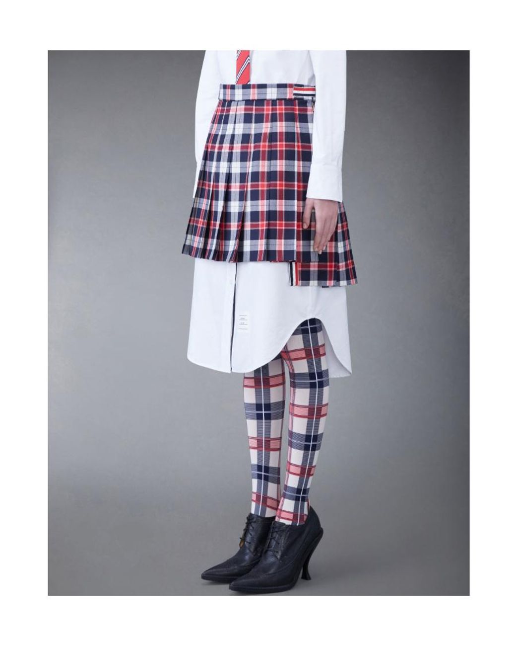 Thom Browne Checkered Pleated Mini Skirt
