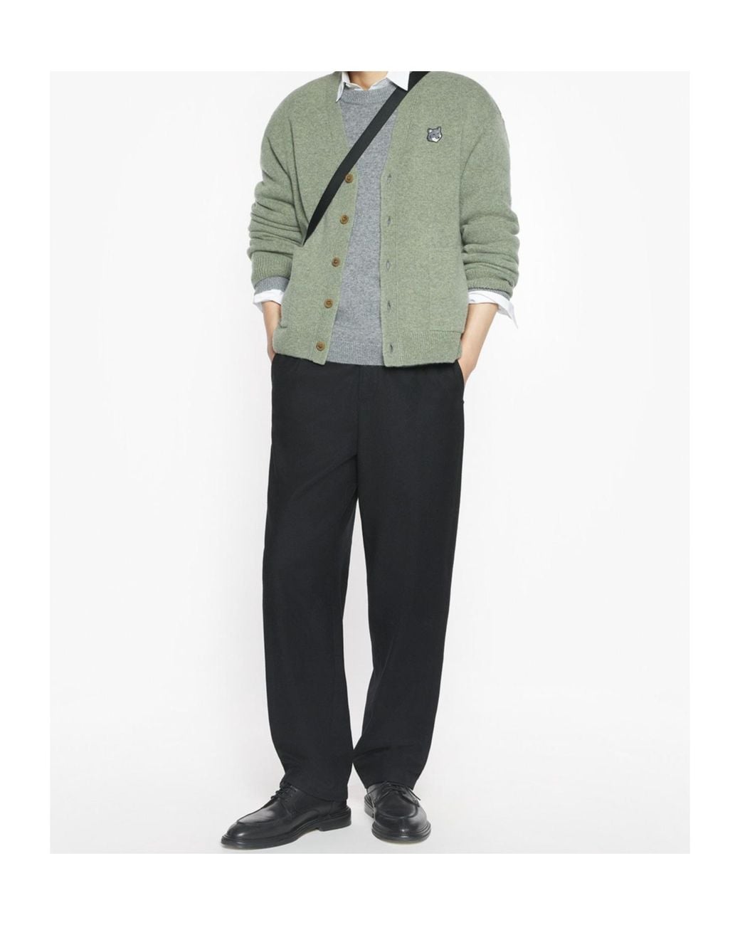 Maison Kitsuné Green Maison Kitsuné Fox Head Cardigan for men