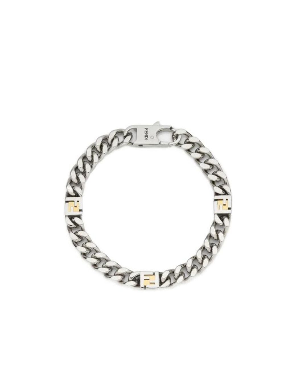 Fendi Metallic Logo-Detail Bracelet for men