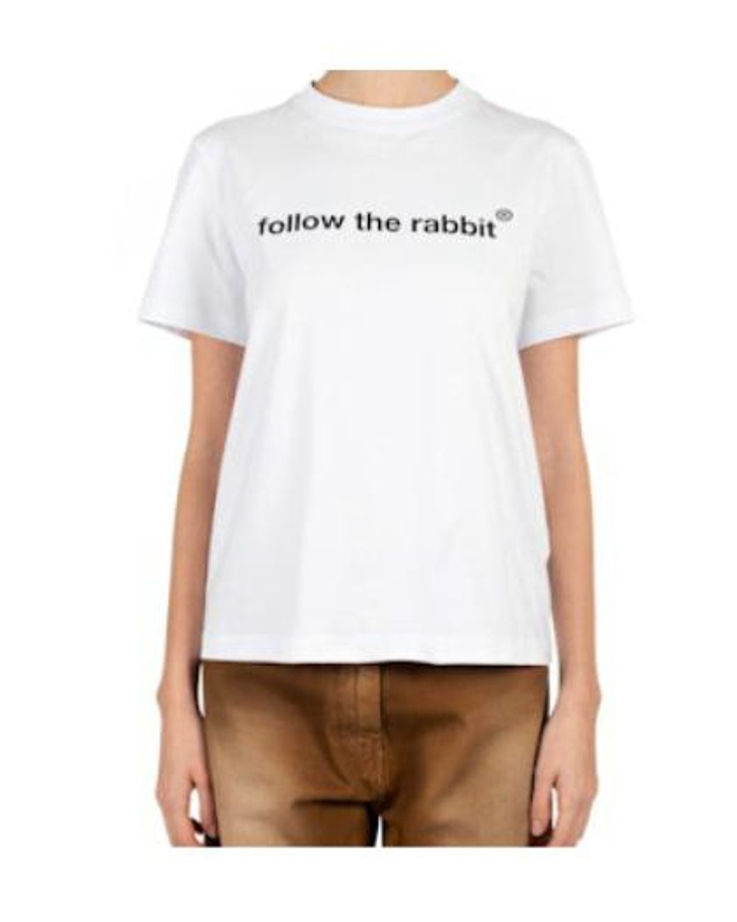 MSGM White Logo Embroidered Crewneck T-Shirt