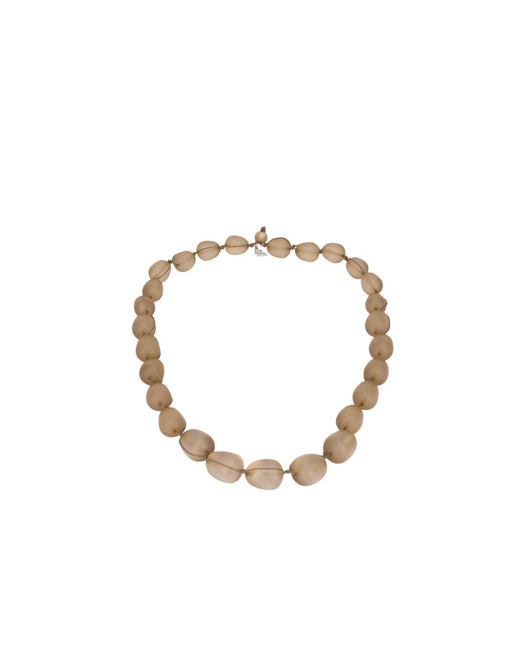 Emporio Armani Metallic Beaded Logo Plaque Necklace