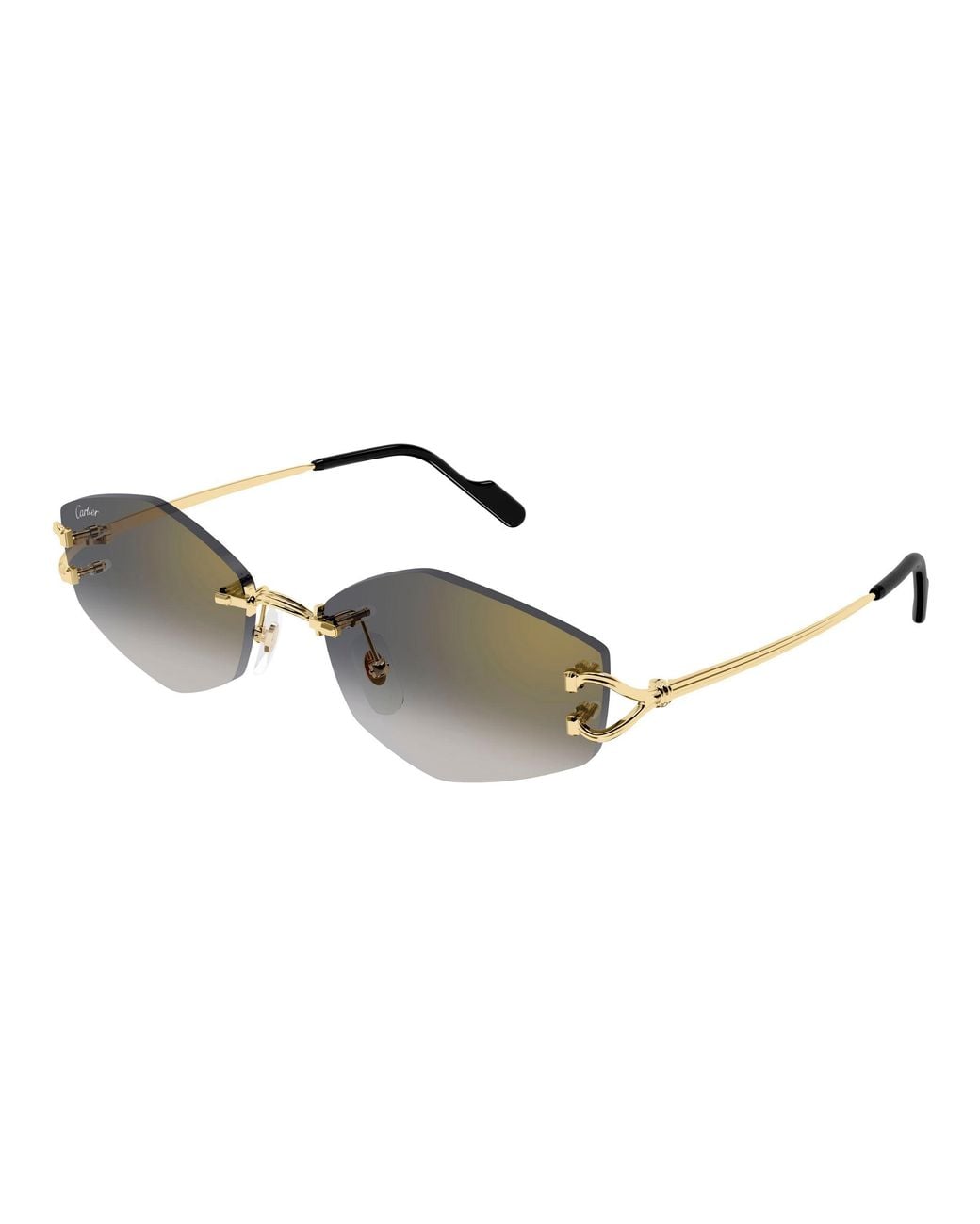 Cartier Black Rimless Irregular Sunglasses for men