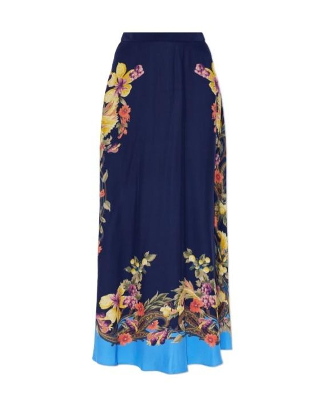 Etro Blue Floral Print Maxi Skirt