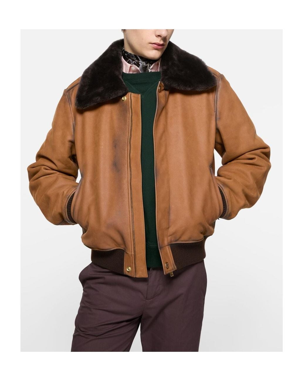 Acne Brown Suede Bomber Jacket for men