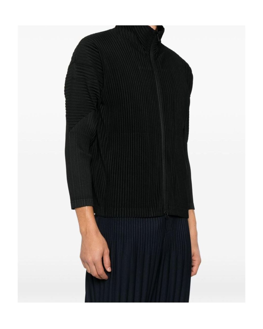 Homme Plissé Issey Miyake Black Long-Sleeve Casual Jacket for men