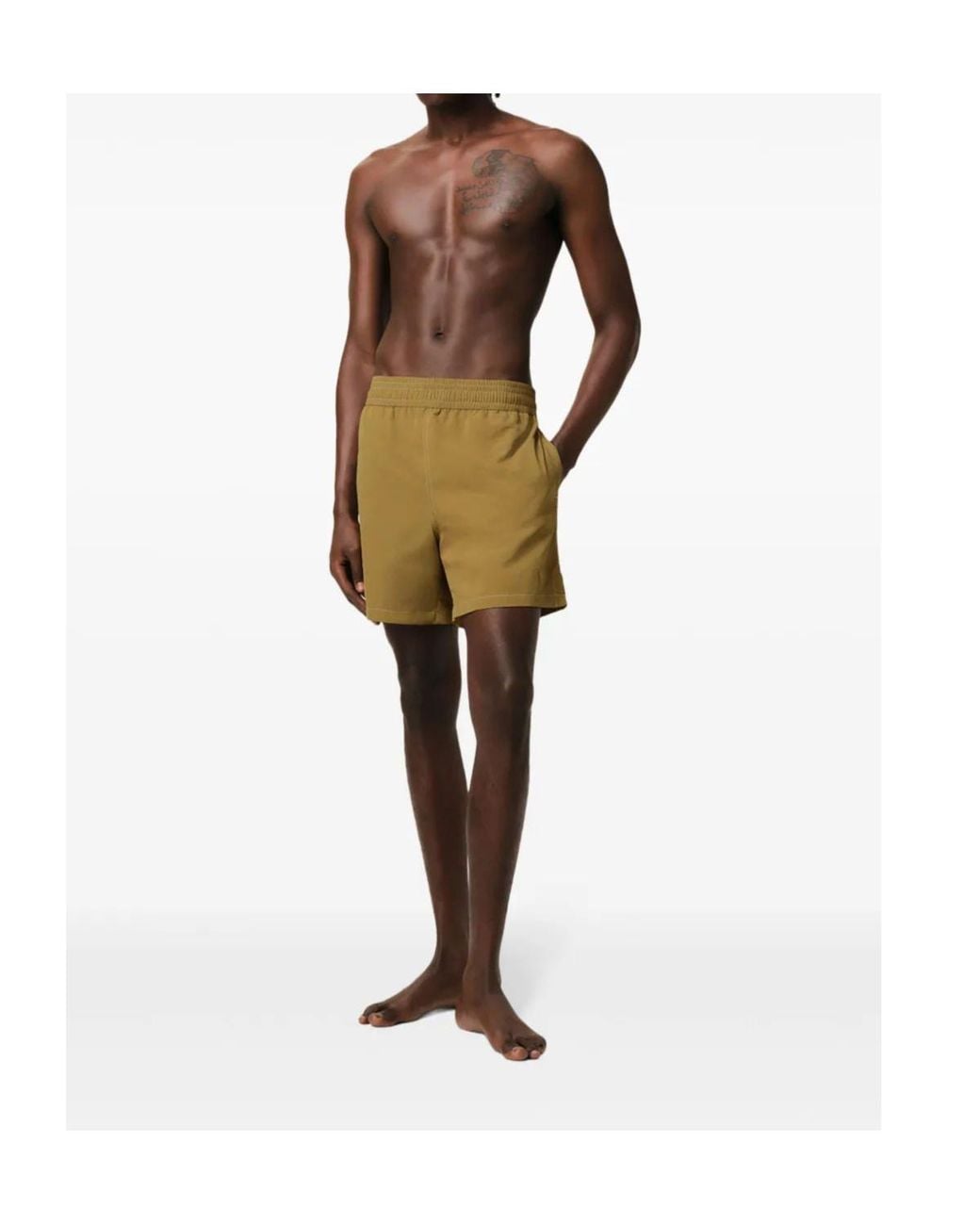 AMI Natural Logo Embroidered Beach Shorts for men