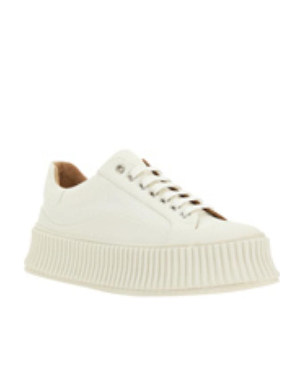 Jil Sander White Round-Toe Lace-Up Sneakers