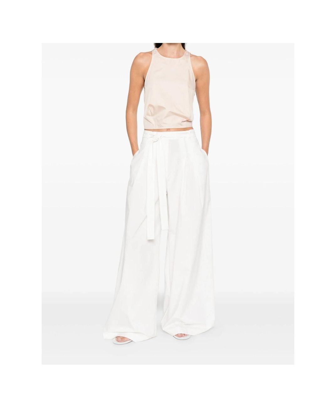 St. Agni White Belted Casual Pants
