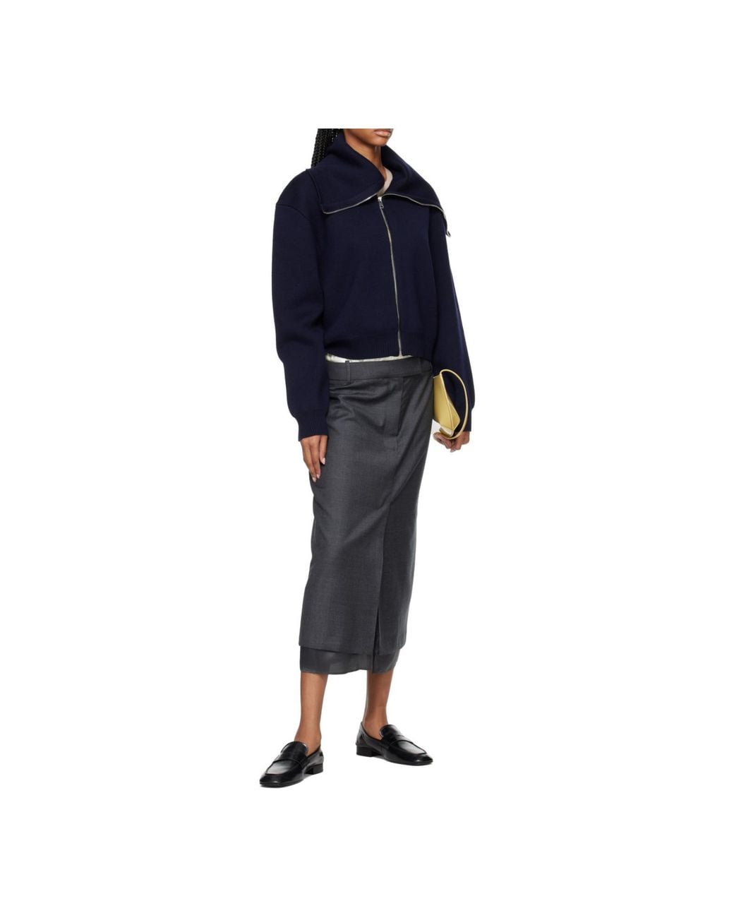 Rohe Blue Two-Way Zip Sailor-Style Cardigan