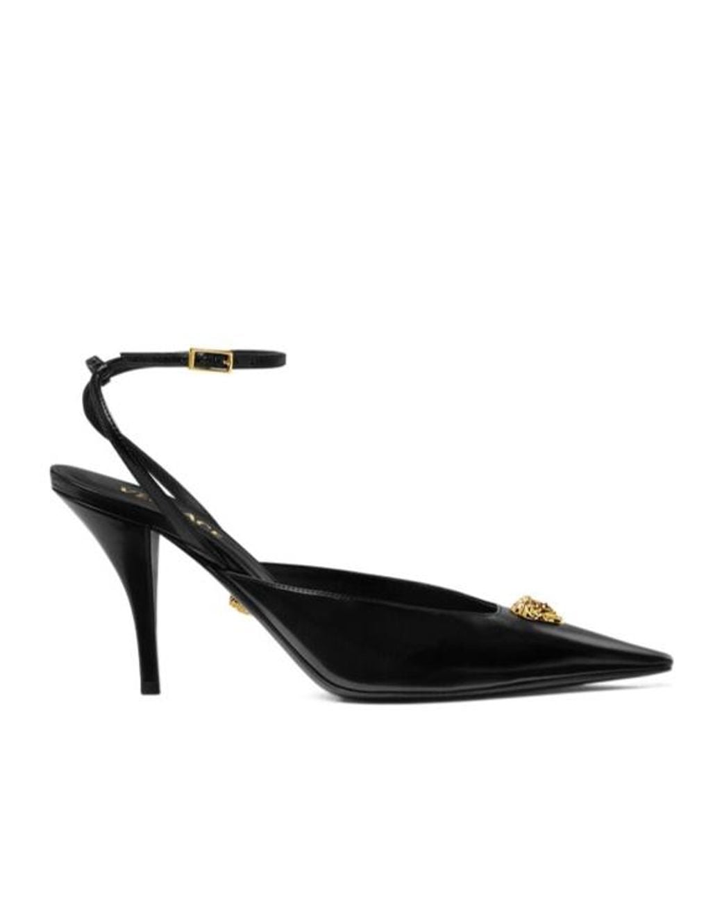 Versace Black 'S Medusa Décolleté Slingback Pumps