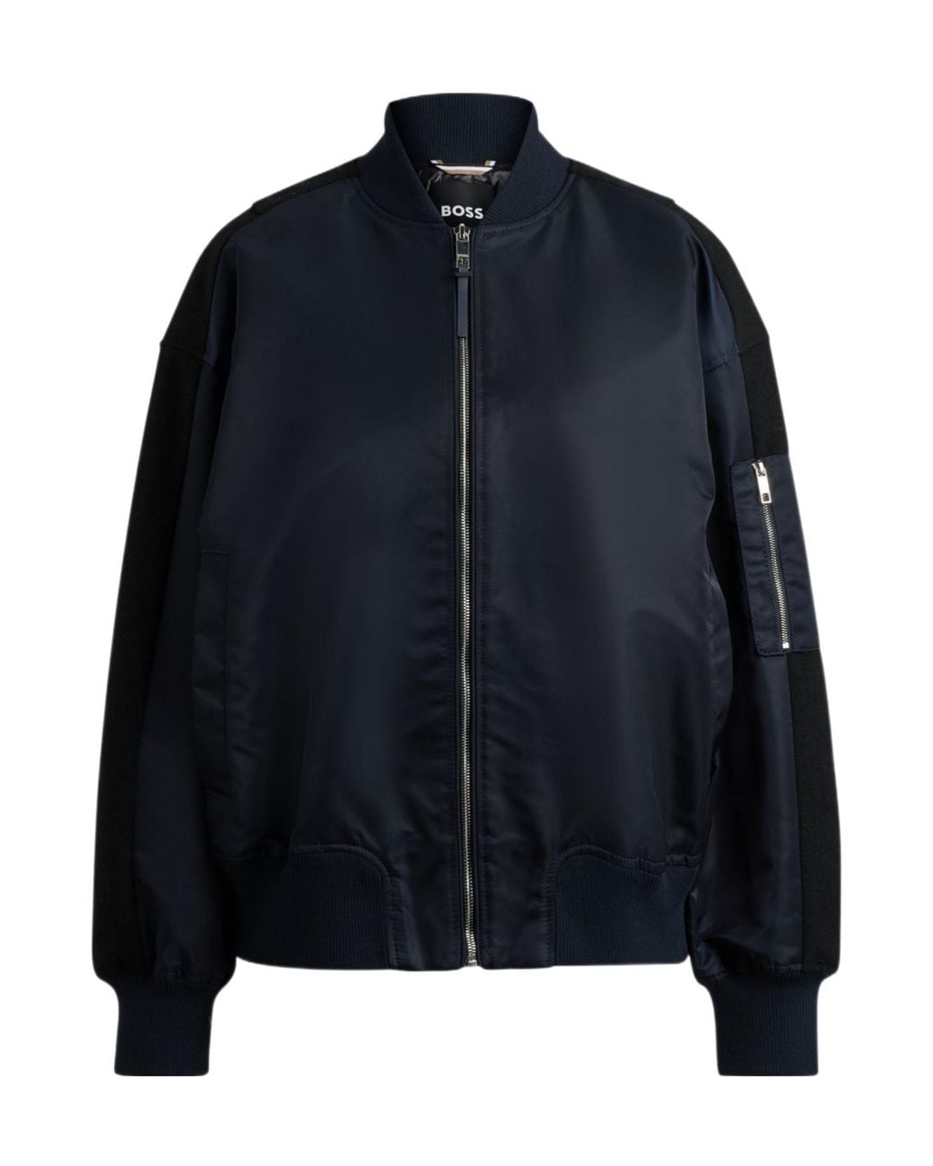 Boss Blue Panelled Bomber Jacket