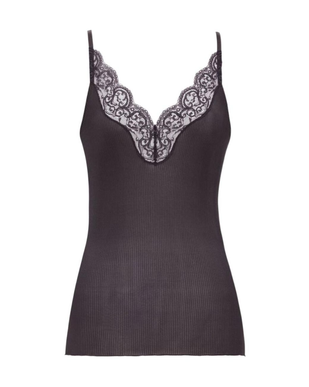 Saint Laurent Purple Laced Ribbed Tank Top
