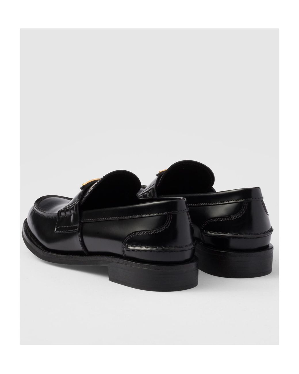 Prada Black Logo Plaque Slip-On Loafers